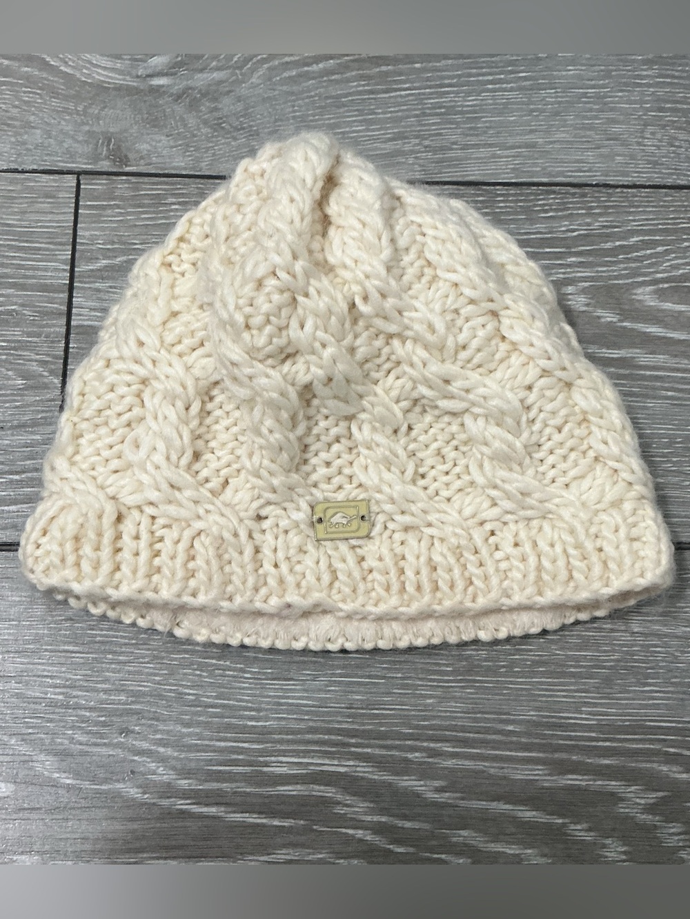 TURTLE FUR Merino Wool Entwined Knit Fleece Lined Beanie OS